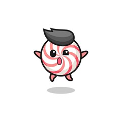 swirl lollipop character is jumping gesture