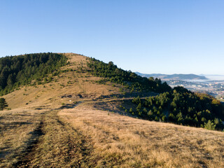 Dirt road to the mountain peak Crni vrh on the mountain Zlatibor in Serbia