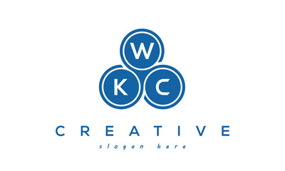 WKC creative circle three letters logo design with blue	
