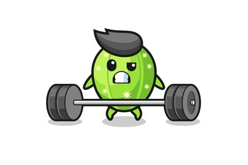 cartoon of cactus lifting a barbell