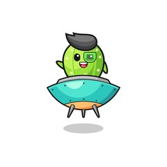 cactus cartoon riding a future spaceship