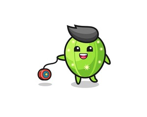 Fototapeta premium cartoon of cute cactus playing a yoyo
