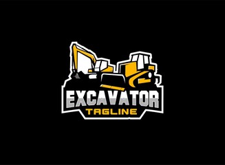 Excavator logo vector for construction company. Vehicle equipment template vector illustration for your brand.