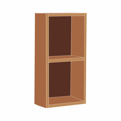 Empty wooden shelves isolated on white background. Interior design element for room decoration, home furniture ledges and storage. Vector illustration