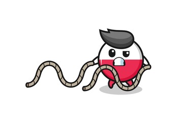 illustration of poland flag doing battle rope workout