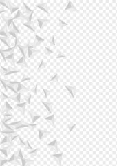 Gray Pyramid Background Transparent Vector. Origami Futuristic Template. Greyscale Style Banner. Element Trendy. Hoar Crystal Tile.