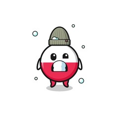 cute cartoon poland flag with shivering expression
