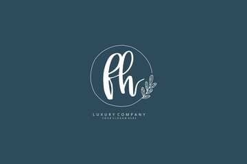 Obraz premium F H FH logo, Initial lettering handwriting or handwritten for identity. Logo with signature and hand drawn style.