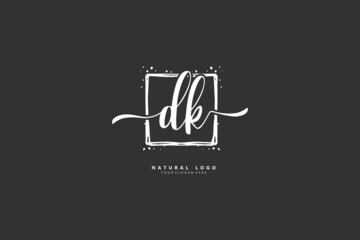 D K DK logo, Initial lettering handwriting or handwritten for identity. Logo with signature and hand drawn style.