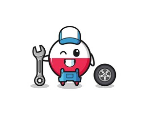 the poland flag character as a mechanic mascot