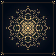 Elegant Arabesque Golden Color Mandala. Decorative Mandala for Print, Poster, Cover, Brochure, Flyer, Banner.