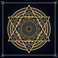 Elegant Arabesque Golden Color Mandala. Decorative Mandala for Print, Poster, Cover, Brochure, Flyer, Banner.