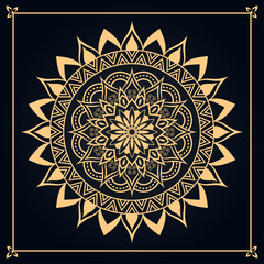 Elegant Arabesque Golden Color Mandala. Decorative Mandala for Print, Poster, Cover, Brochure, Flyer, Banner.