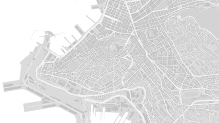 White and light grey Trieste City area vector background map, streets and water cartography illustration.