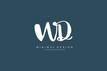 W D WD logo, Initial lettering handwriting or handwritten for identity. Logo with signature and hand drawn style.