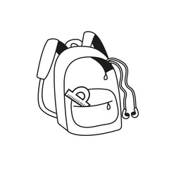 A teenager's school backpack. Painted in doodle style. Vector graphics.