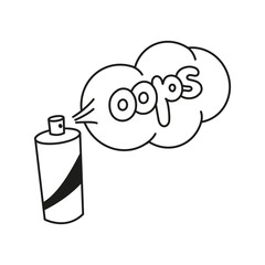 Spray paint for graffiti in a spray can, with the inscription - Oops. Doodle style. Vector graphics.