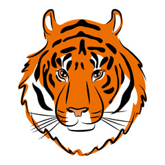 vector color tiger symbol wild danger striped asian sibirian animal mammal big portrait new year sign 2022 full face