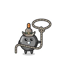 the frying pan cowboy with lasso rope