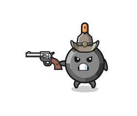 the frying pan cowboy shooting with a gun