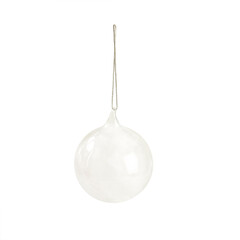 Hanging glass white Christmas ornament  isolated on white background