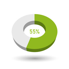 55 percent 3D vector pie chart