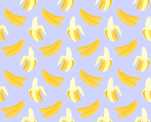 The banana pattern is on blue background. Vector