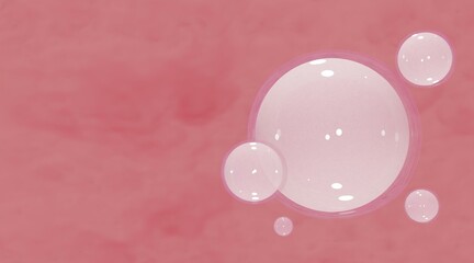 3D Three collagen bubble and Vitamin illustration isolated on blue background. 
concept skin care cosmetics solution. 3d rendering