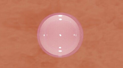 3D Three collagen bubble and Vitamin illustration isolated on blue background. 
concept skin care cosmetics solution. 3d rendering