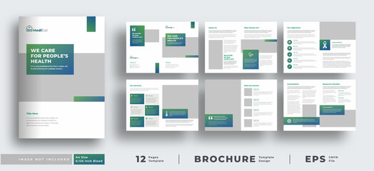 Medical health care brochure, company or business profile 12 page brochure template