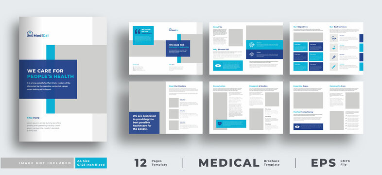 Medical health care brochure, company or business profile brochure template