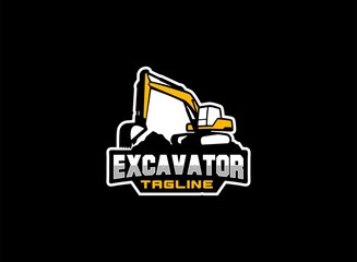 Excavator logo vector for construction company. Vehicle equipment template vector illustration for your brand.