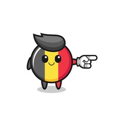 belgium flag mascot with pointing right gesture