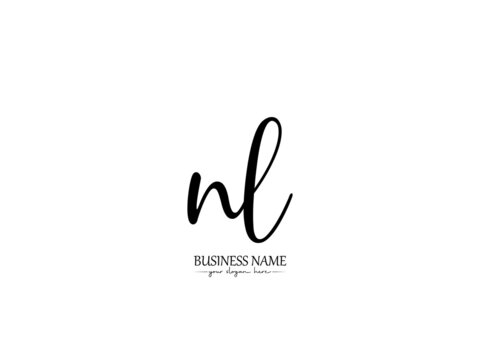 initial NL Logo, Signature NL n l Letter Logo Icon Vector Stock