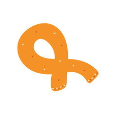 Winter or autumn scarf with hearts. Hand drawn accessory with pattern isolated on white background. Vector illustration.