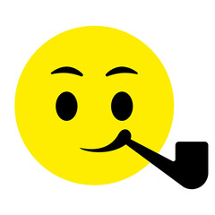 Smiley face with smoking pipe. Emoji icon vector. Emoticon sign. Positive emotions. Vector illustration.