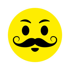 Smiley face with a mustache. Emoji icon vector. Emoticon sign. Positive emotions. Vector illustration.