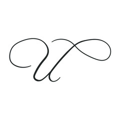 Calligraphy Icon Silhouette Illustration. Line Stylish Vector Graphic Pictogram Symbol Clip Art. Doodle Sketch Black Sign.