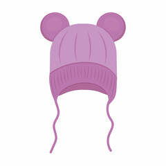 Winter hat, color isolated vector illustration in cartoon style