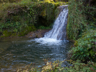 Rapids and cascades near the Gostilje waterfall on the slopes of the Zlatibor mountain in Serbia