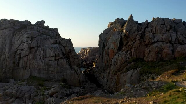 aerial view on the gulf of plougrescant on the coast of armor on brittany