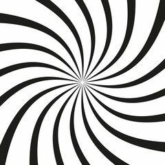 Black and white spiral background, swirling radial pattern, abstract vector illustration.Beautiful design template for wallpaper design.