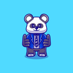 businessman cute panda illustration
