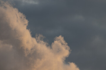 Fototapeta premium Scattered clouds at sunset golden sky
