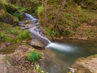 Rapids and cascades near the Gostilje waterfall on the slopes of the Zlatibor mountain in Serbia