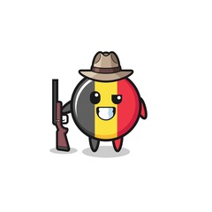 Obraz premium belgium flag hunter mascot holding a gun