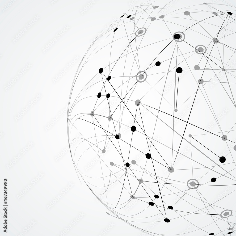 Aufkleber Vector ball abstract line design. Sphere with connected lines and dots. Network structure. Digital big data concept