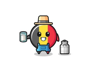 belgium flag cartoon as the dairy farmer