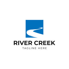 river creek logo vector icon illustration