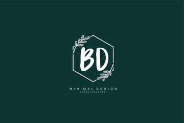 B D BD logo, Initial lettering handwriting or handwritten for identity. Logo with signature and hand drawn style.